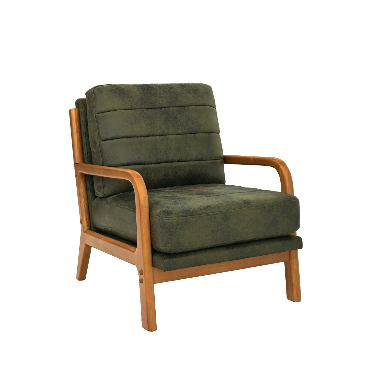 Mid-Century Modern Olive Green Fabric Armchair