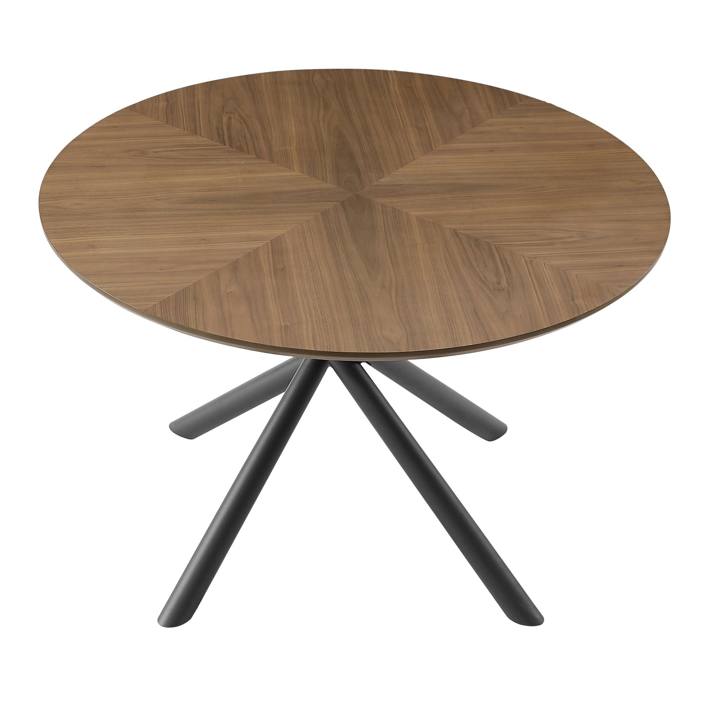 53.14'' Round MDF Coffee Table with Metal Cross Legs - Walnut