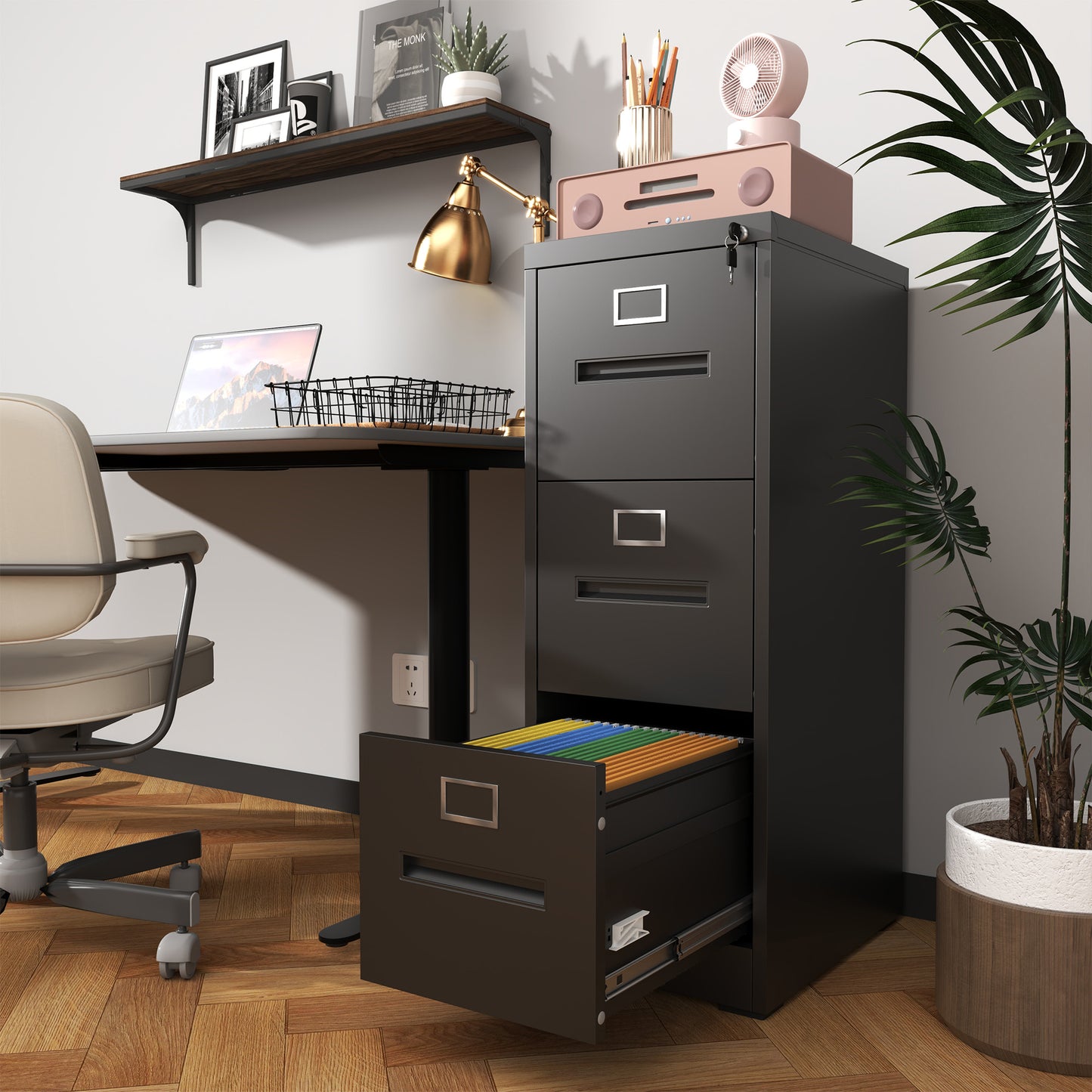 3 Drawer File Cabinet With Lock Metal Vertical Office Home, A4 Legal
