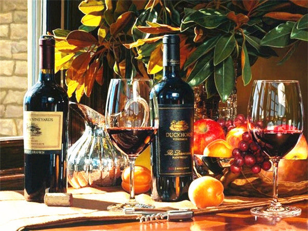 Red Wine Diamond Painting Kit Full Landscape Art - Multiple Sizes & Styles