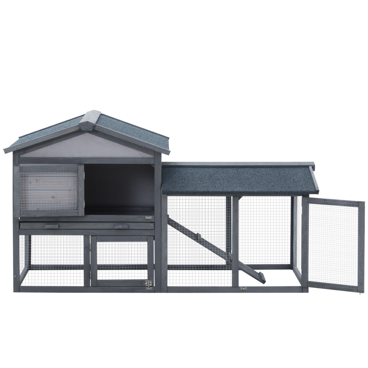 Large Wooden Rabbit Hutch 58 Inch Outdoor Indoor Pet House with Run & Lockable Doors