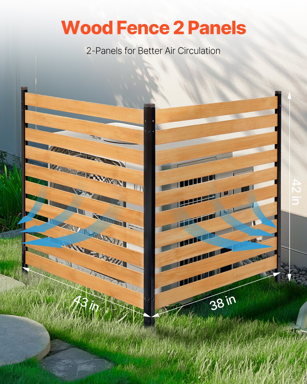 Wood Privacy Fence Panels - 38" W x 42" L Outdoor Air Conditioner Cover