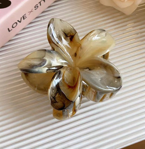 8cm Hair Barrette with Marble Blooming Pattern for Women - Multiple Colors