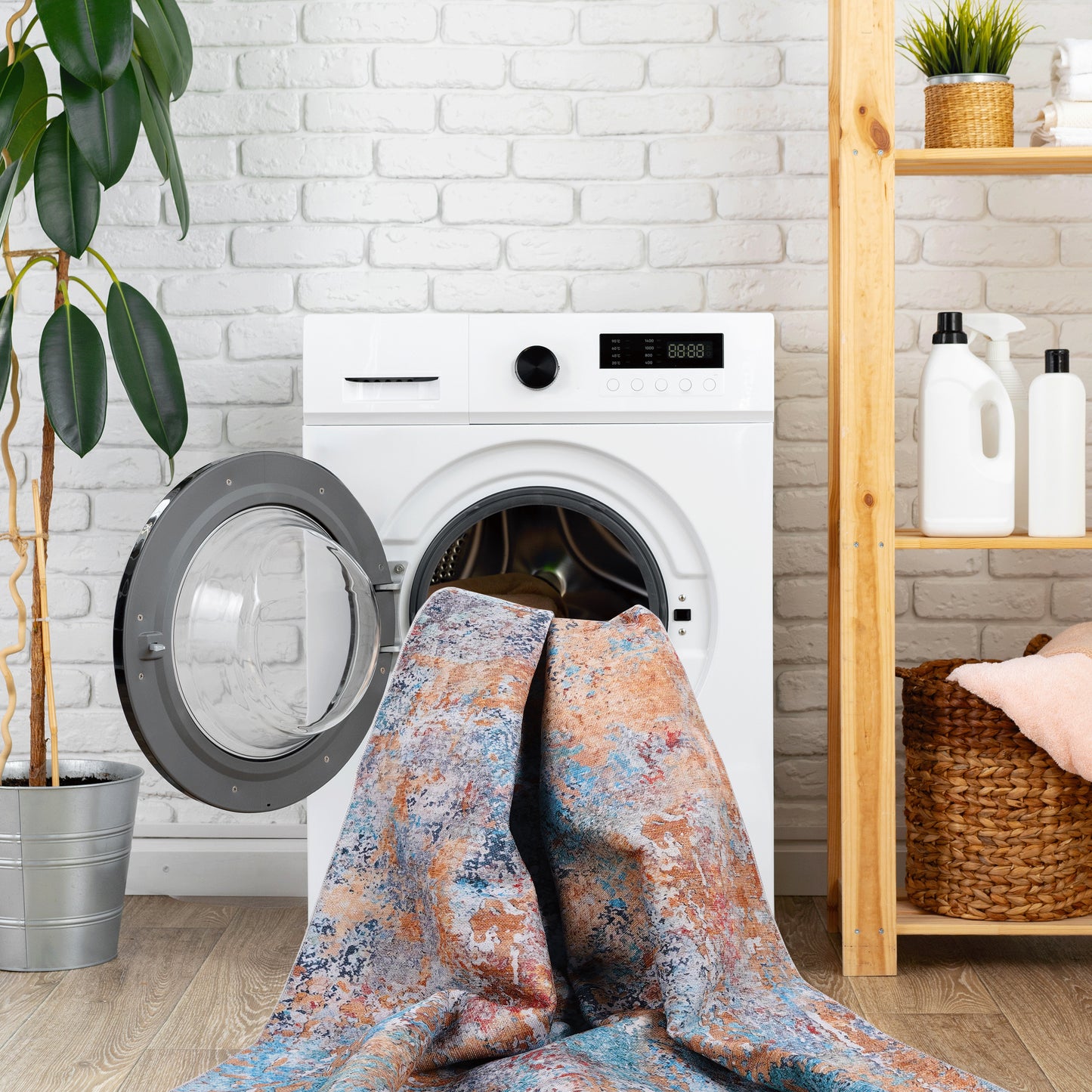 MAVAL Multi Washable Rug 6x9 Area Multi, 6' X 9'