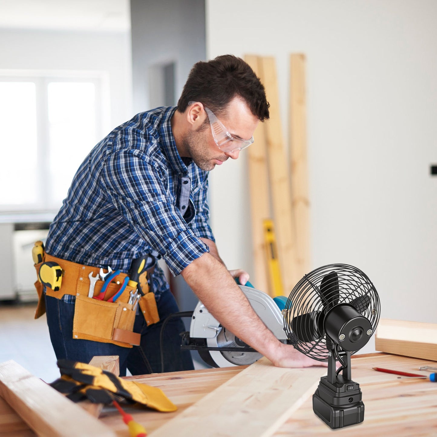 Cordless Jobsite Fan 9.06 Inch 2-Speed Portable Work Fan for 21V Battery