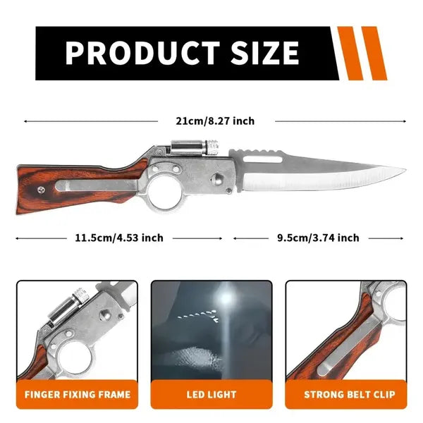Tactical Knife with Stainless Steel Blade, Ergonomic Handle, Quick-Deploy Thumb Hole, Pocket Clip – Outdoor Survival Gear