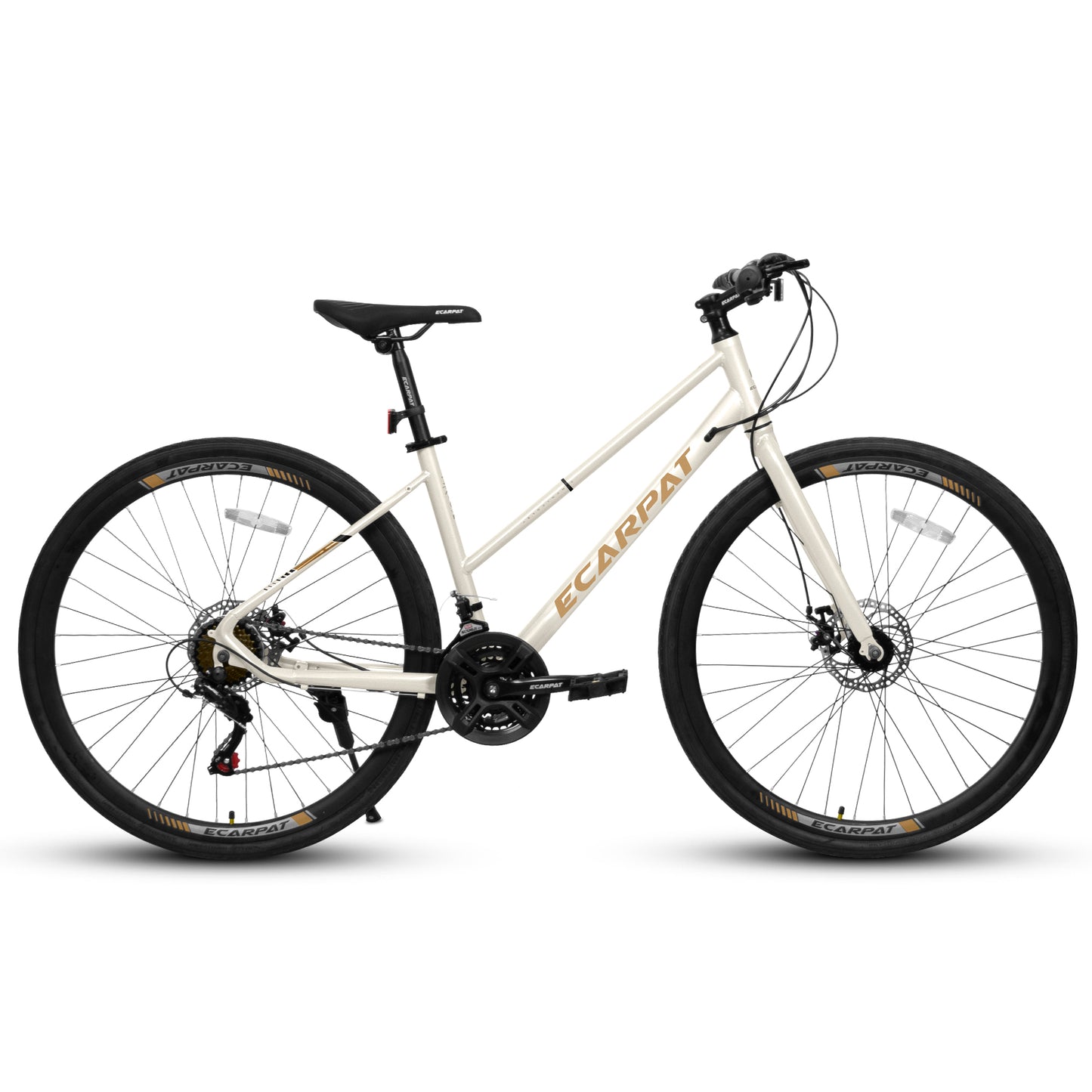700C x 35 Road Bike - Aluminum Alloy Wheels, 21-Speed, Disc Brakes, Cream