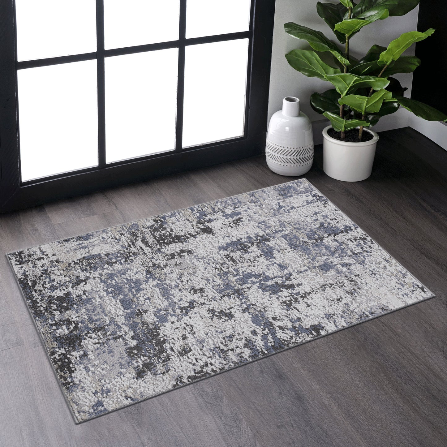 PAYAS 2X3 Grey Denim Abstract Doormat Rug