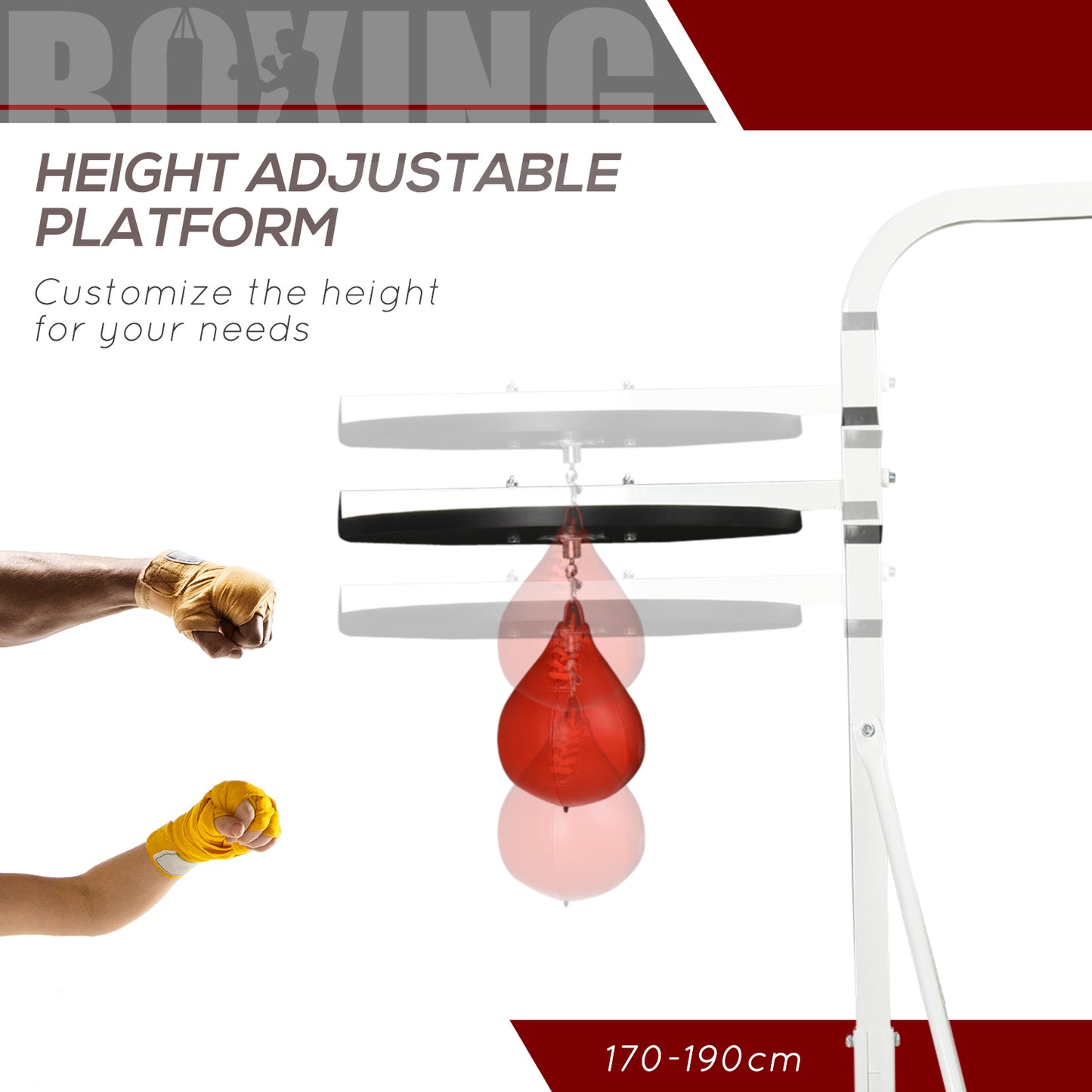 Adjustable 2-in-1 Punching Bag Stand with Weighted Base - White