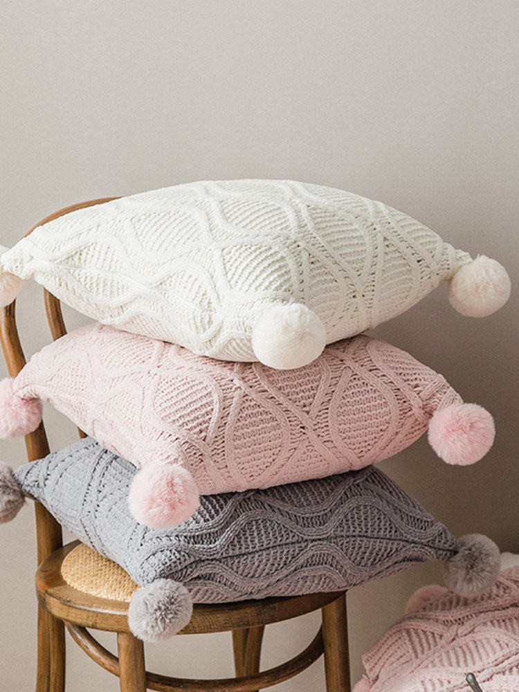 Wind Ball Girl Pillow Cover 45x45cm - Knitted Cushion for Living Room