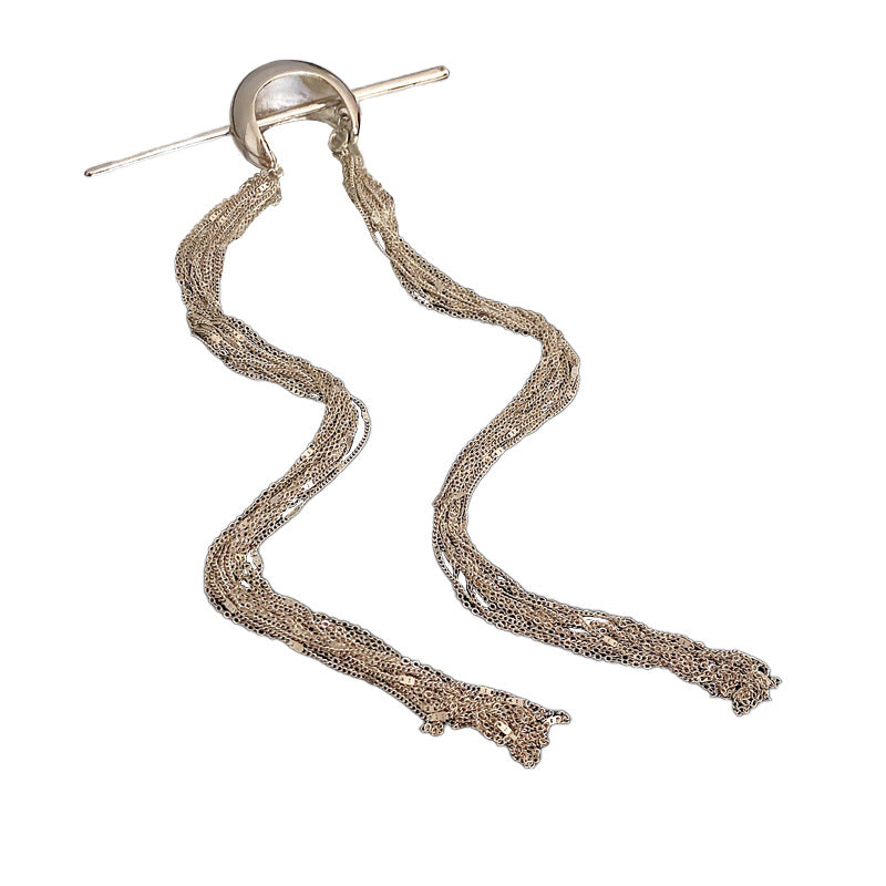 Silver Moon Tassel Hairpin