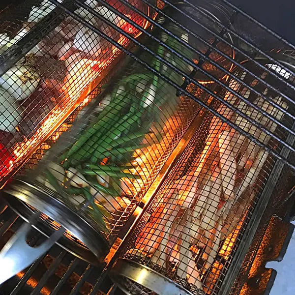 Portable Stainless Steel BBQ Grill Basket with Removable Cover