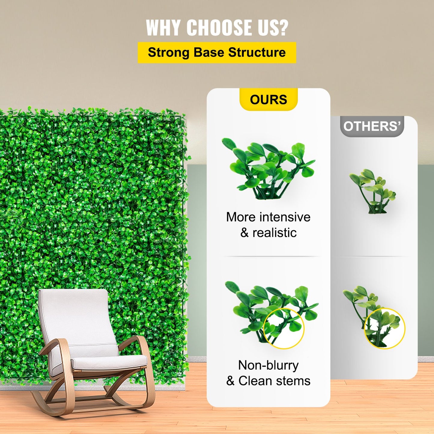 Artificial Boxwood Hedge Wall Panels 24pcs, 10x10 Inches, Green Garden Decor