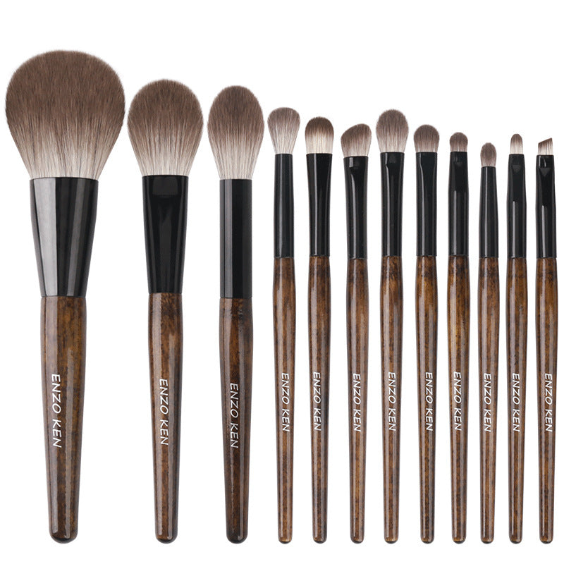 12-Piece Makeup Brush Set Portable Soft Synthetic Fiber Cosmetics Tools