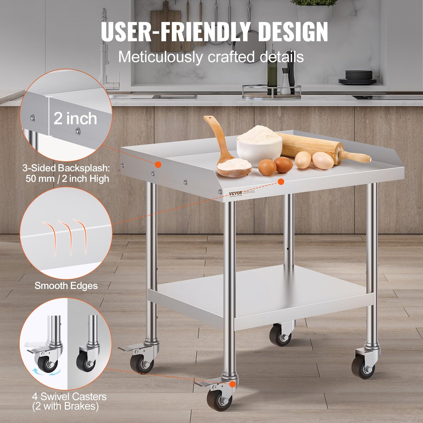 Stainless Steel Commercial Food Prep Work Table - 24x28x30 Inch