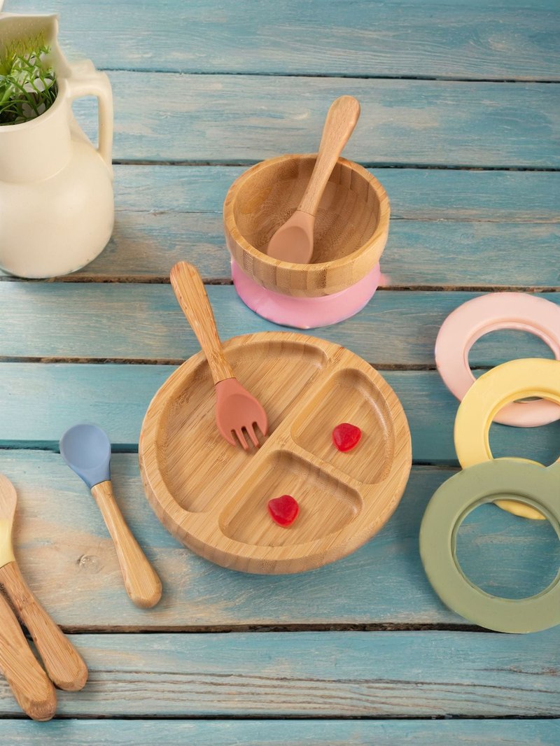 Bamboo Fruit Plate Tray with Silicone Compartments - Japanese Home Dinnerware