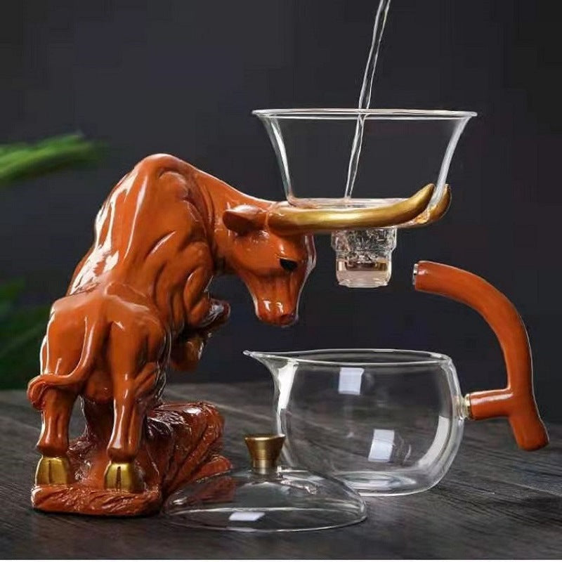 High Borosilicate Glass Tea Set with 6 Cups - Automatic Hot Cold Resistant