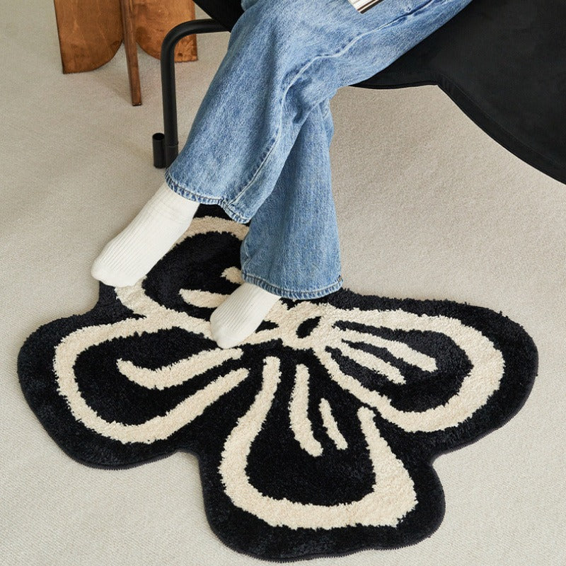 Thickened Faux Cashmere Floor Mats - Irregular & Bow-Shaped Home Rugs