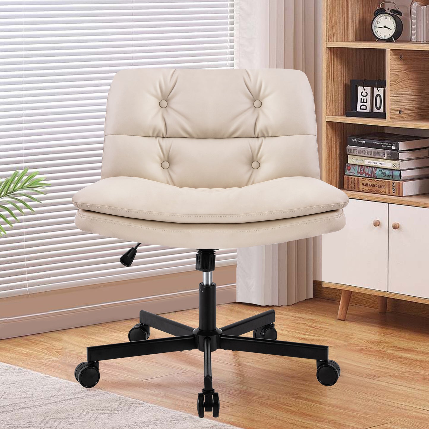 360° Swivel Home Office Desk Chair - Adjustable Height, Beige