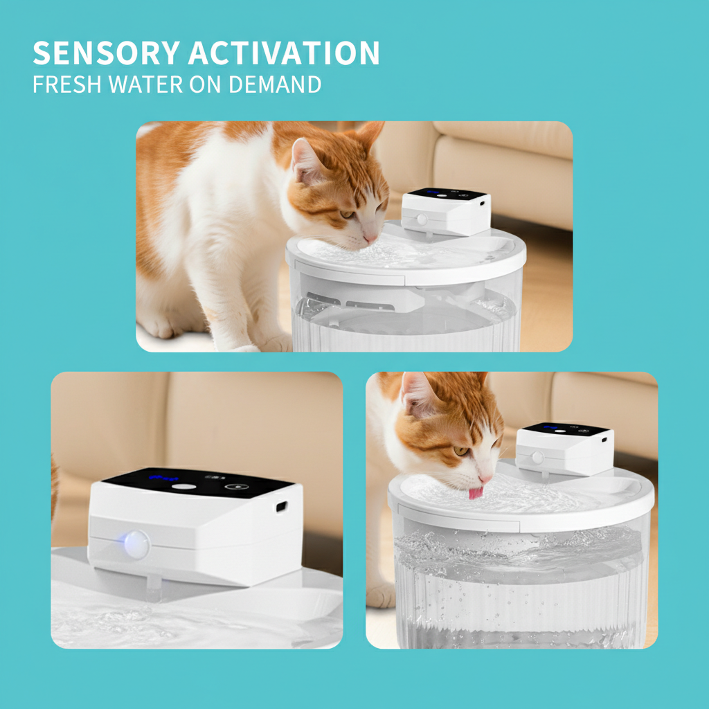 2000ML Rechargeable Wireless Pet Water Fountain with Motion Sensor - Circulating Running Water Bowl for Kittens and Puppies