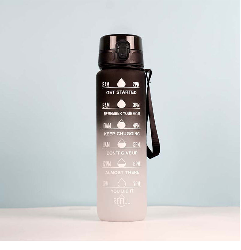 Large Capacity Sports Water Bottle - Gradient Cup with Lanyard 1000ml