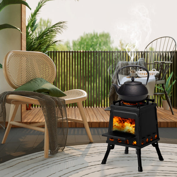 Portable Wood Camping Stove 36x36x46.5cm for Outdoor Cooking & Hiking