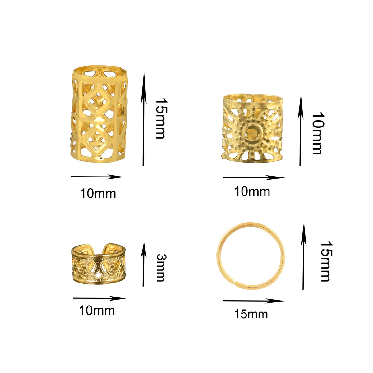 Metal Hair Rings 80pcs DIY Braid Buckle Hair Accessories Gold & Silver