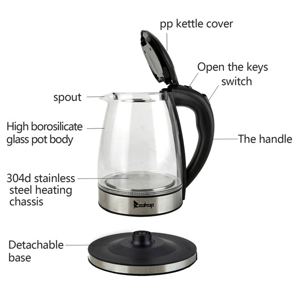 Electric Kettle 1.8L with Filter Screen & Stainless Steel Cover