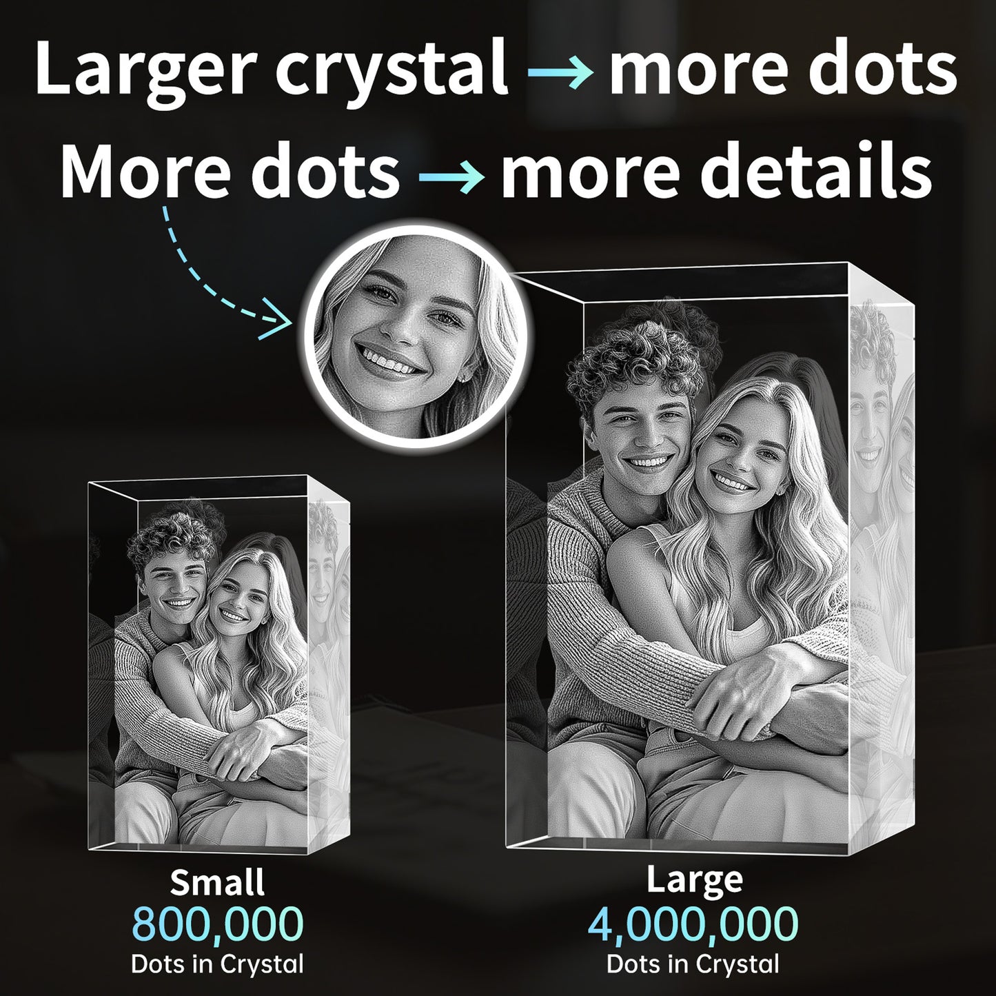Personalized 3D Crystal Photo Cube - Custom Engraved Keepsake