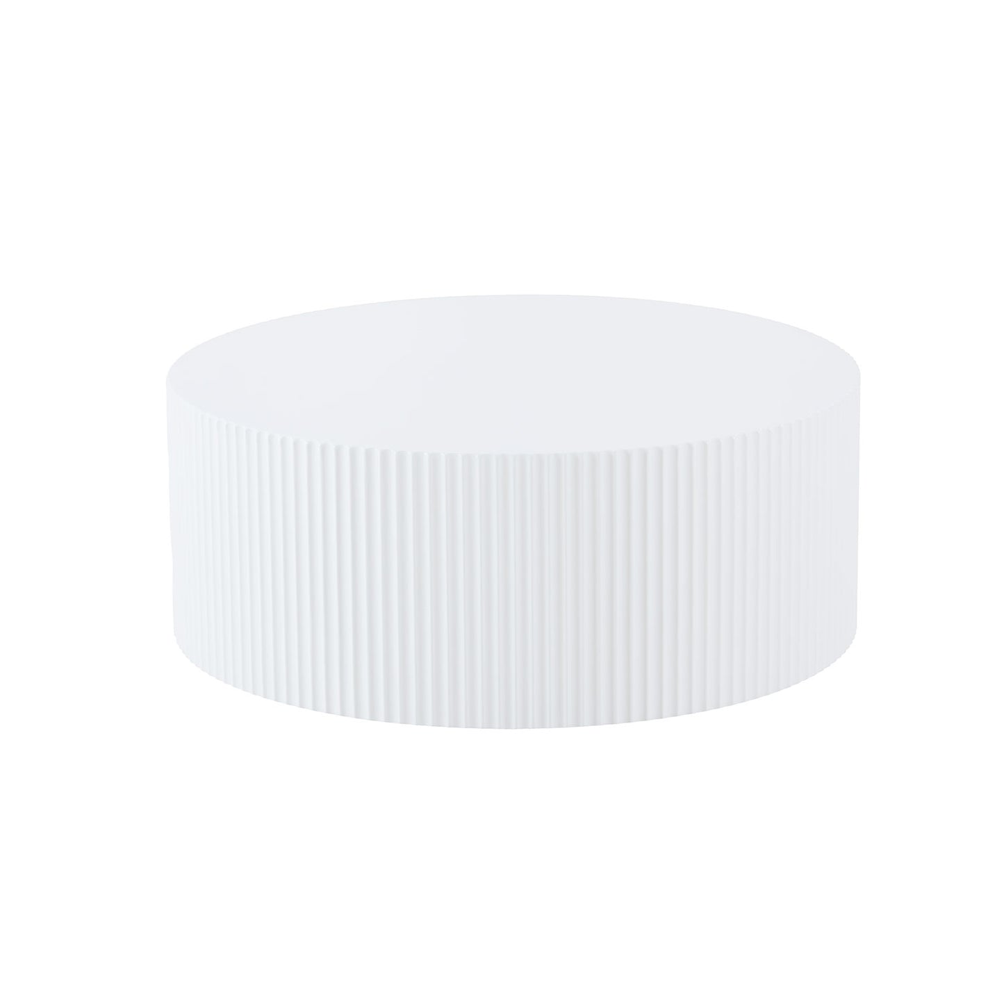 Contemporary Round Coffee Table with Handcrafted Relief - White