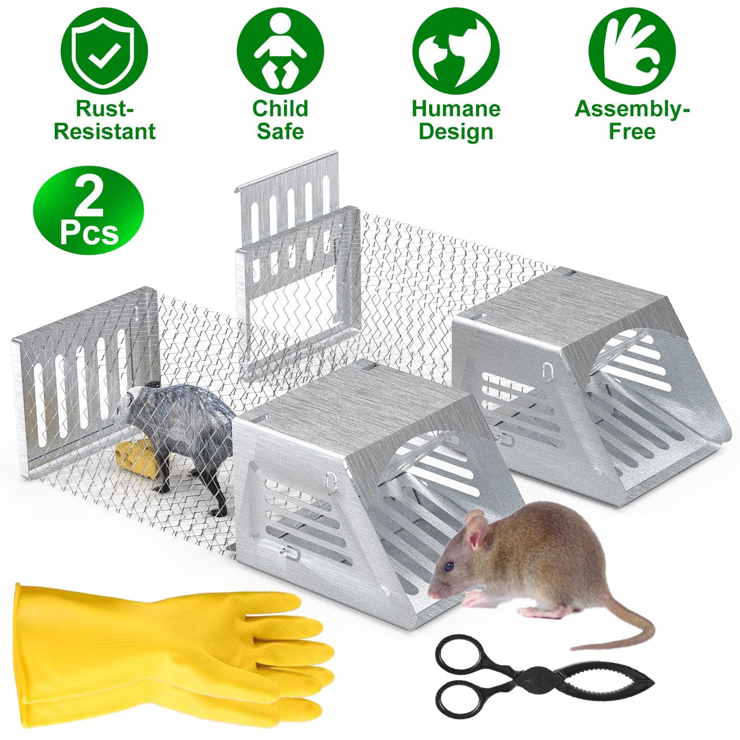 Humane Mouse Trap Cage - 2 Pcs Automatic Catch and Release