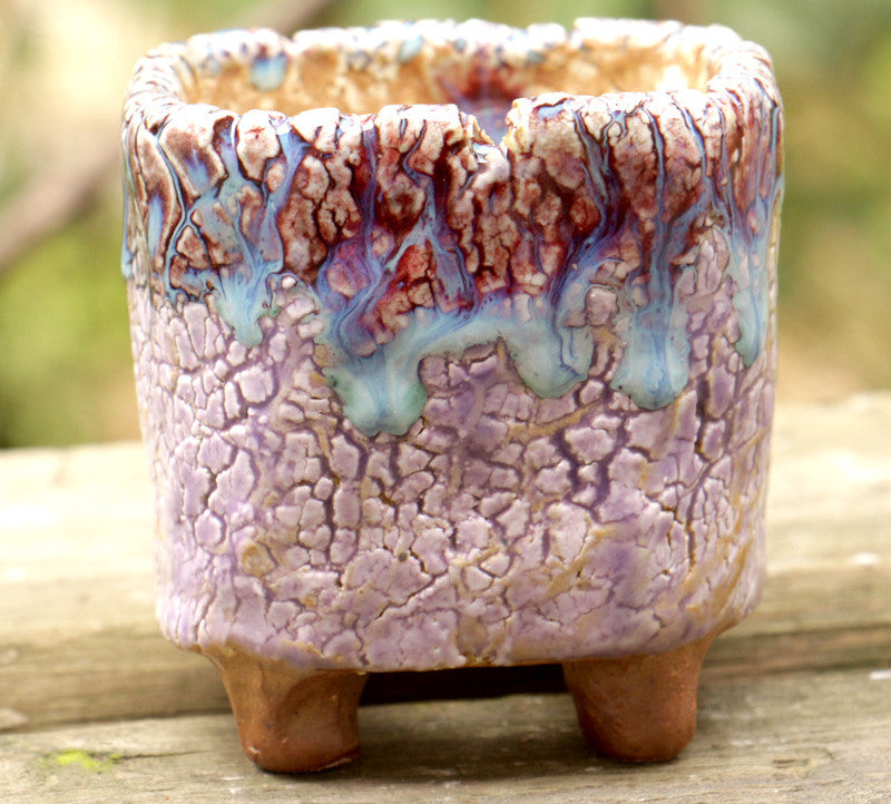 Creative Ceramic Flowerpot with Hand-Controlled Bursting Flow Glaze