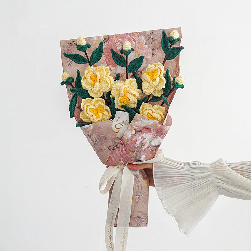 Artificial Flower Bouquet - Camellia Handmade Dried Flower Decor