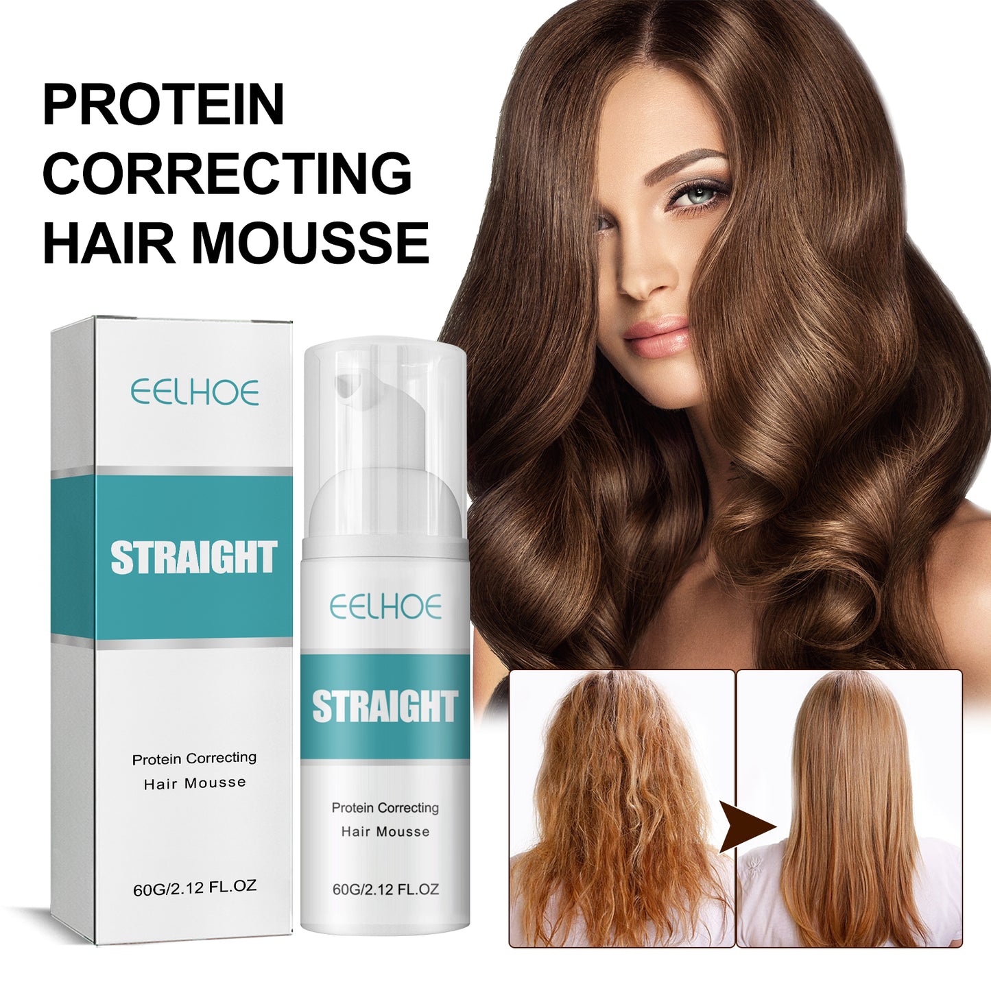 Hair Straightening Mousse - Smoothing & Repair Treatment for Frizzy Hair