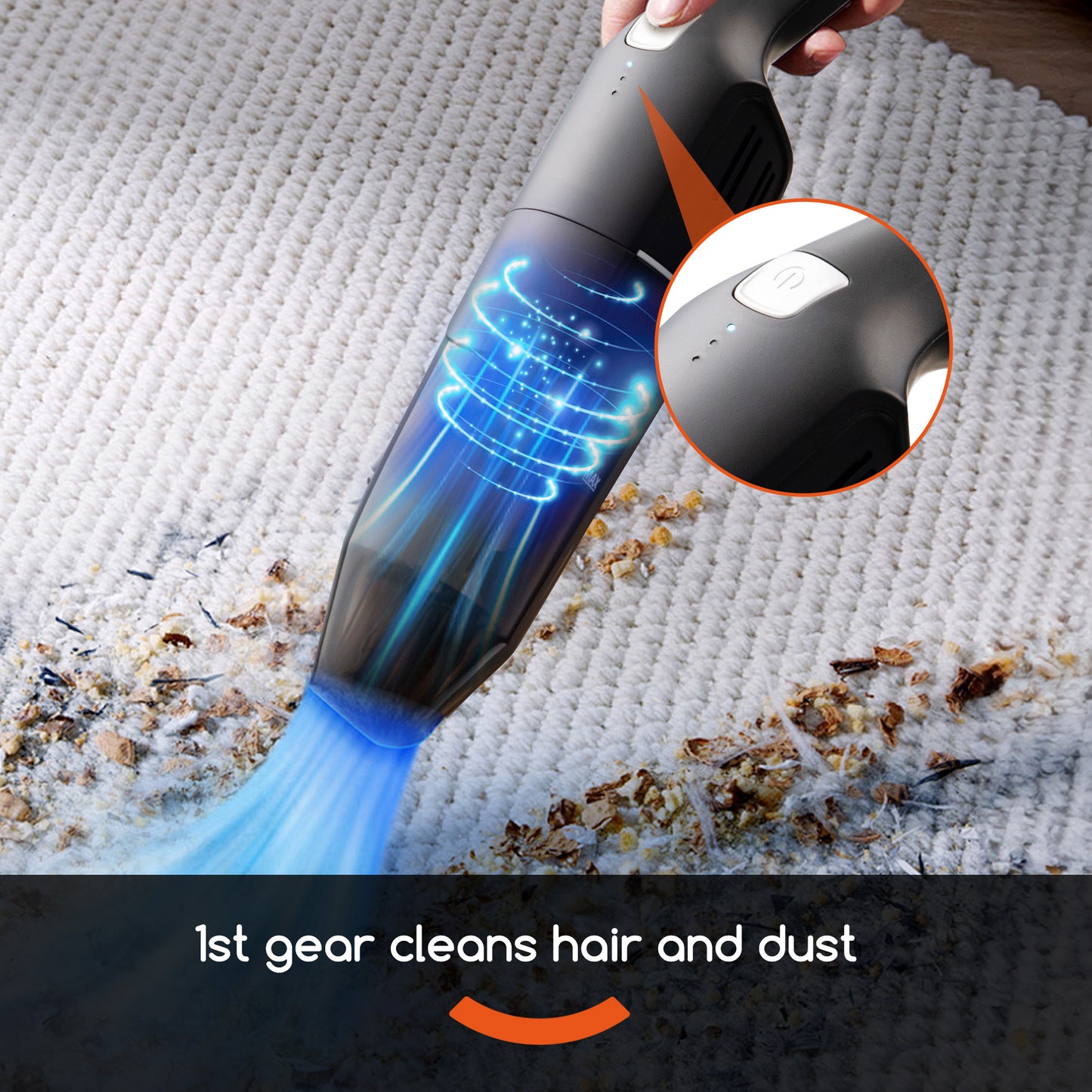 Cordless Handheld Vacuum Cleaner with 2-Level Suction - Black