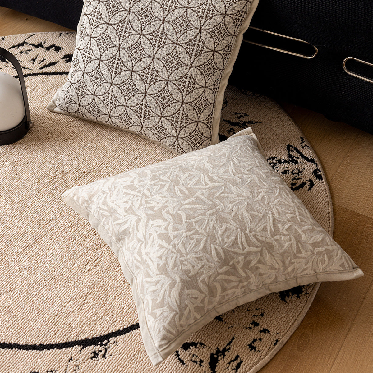 French-Style Sofa Cushion Cover Geometric Floral Design 45x45cm