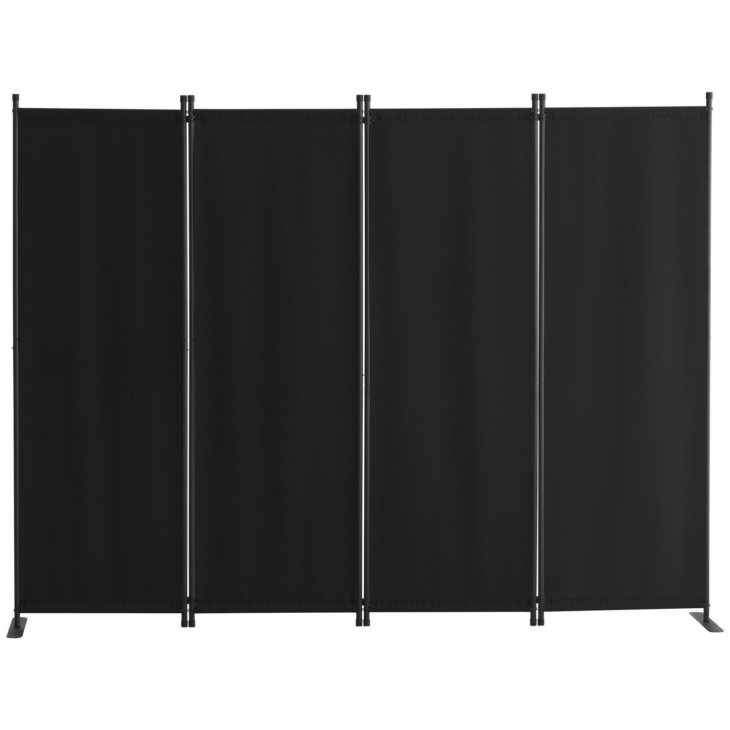 4-Panel Room Divider - Black Fabric Privacy Screen, 89.8x67.9in