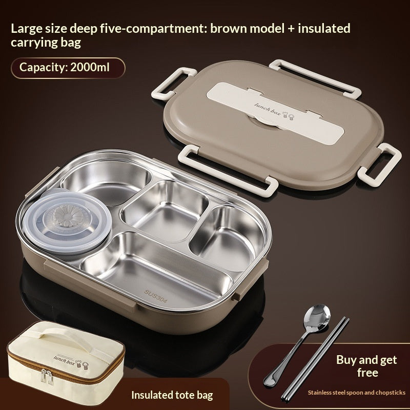 Insulated Bento Lunch Box with 5 Compartments - Airtight Food Container