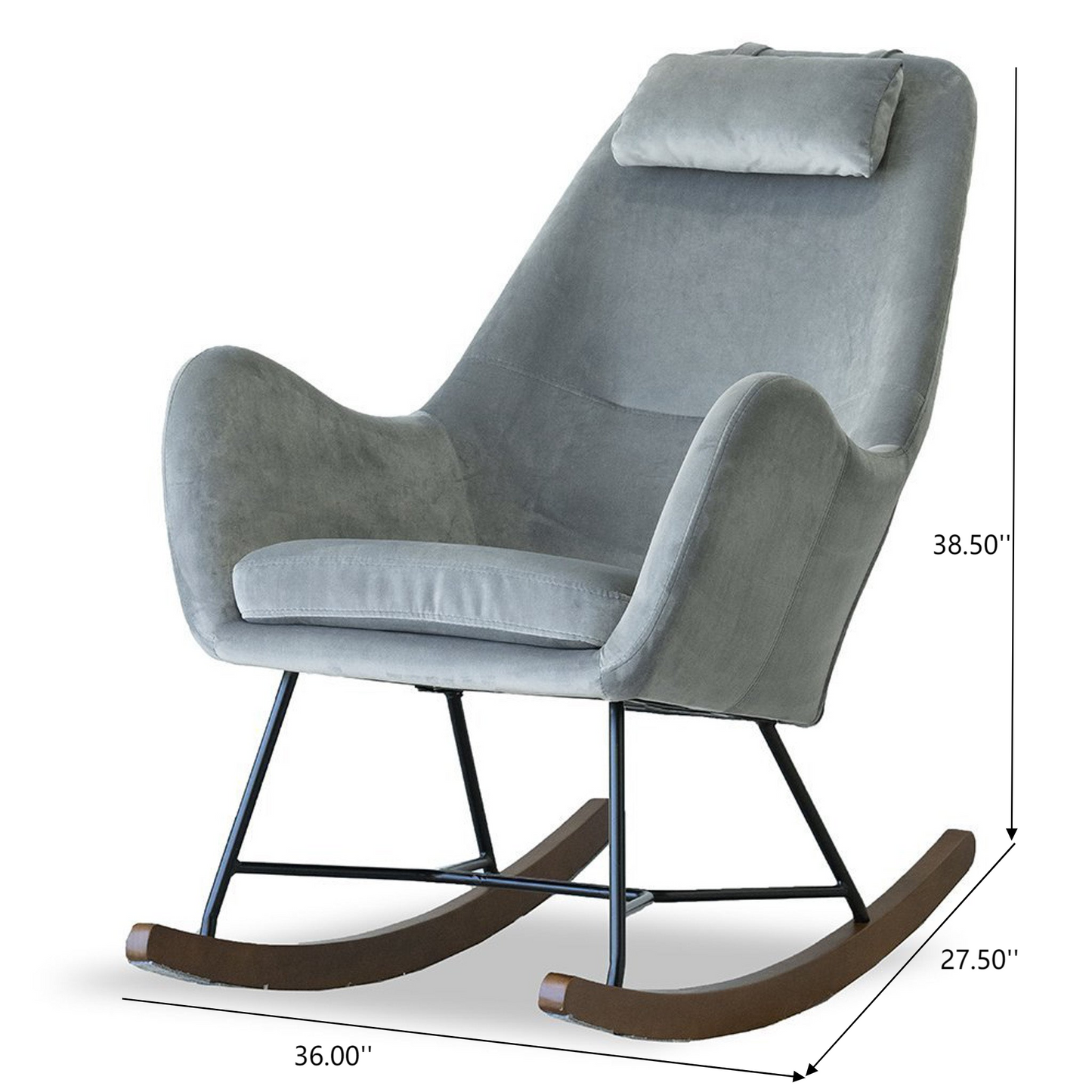 Chelsea Grey Velvet Rocking Chair, Comfort And Style For Home, Light