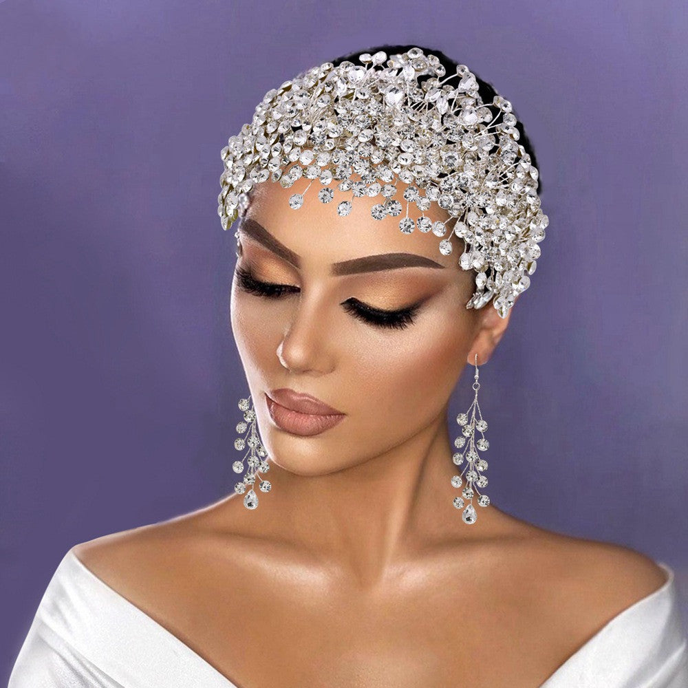 Rhinestone Wedding Headband - Floral Handmade
