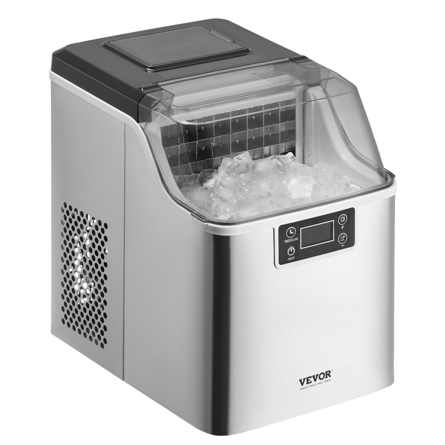 Portable Countertop Ice Maker 45Lbs/24H Stainless Steel Self-Cleaning with Scoop