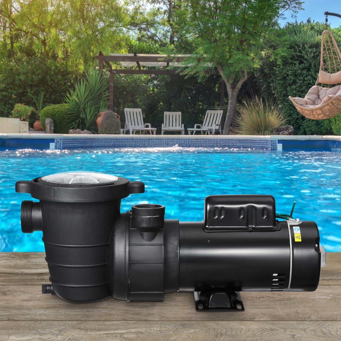 Dual Speed Above Ground Pool Pump 1.5HP Copper Motor 110 GPM Black