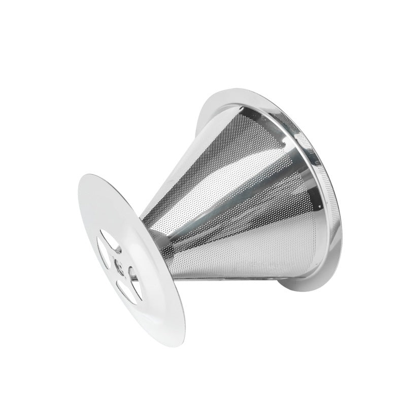 Stainless Steel Coffee Filter with Base - Reusable Filter-Free Paper Strainer for Home Brewing