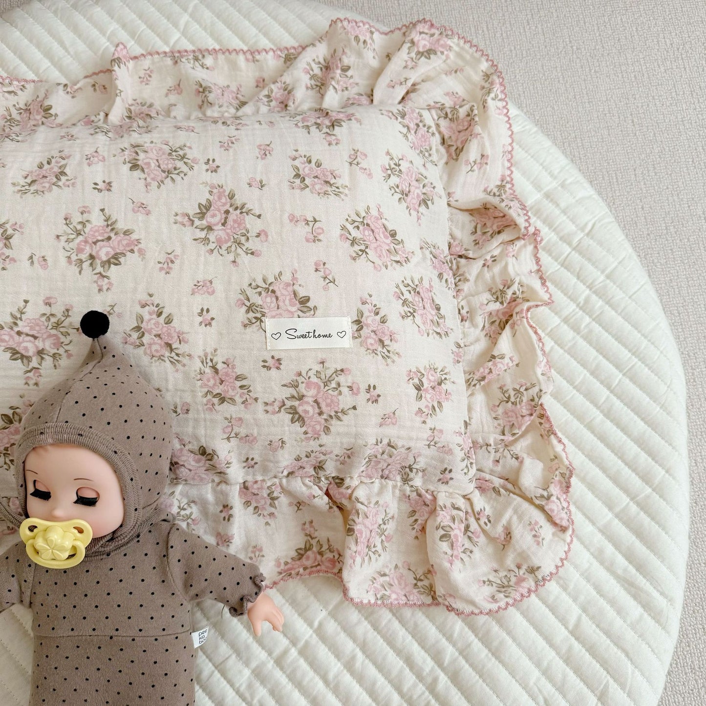 Korean Floral Cotton Gauze Pillowcase - Soft Home Bedding