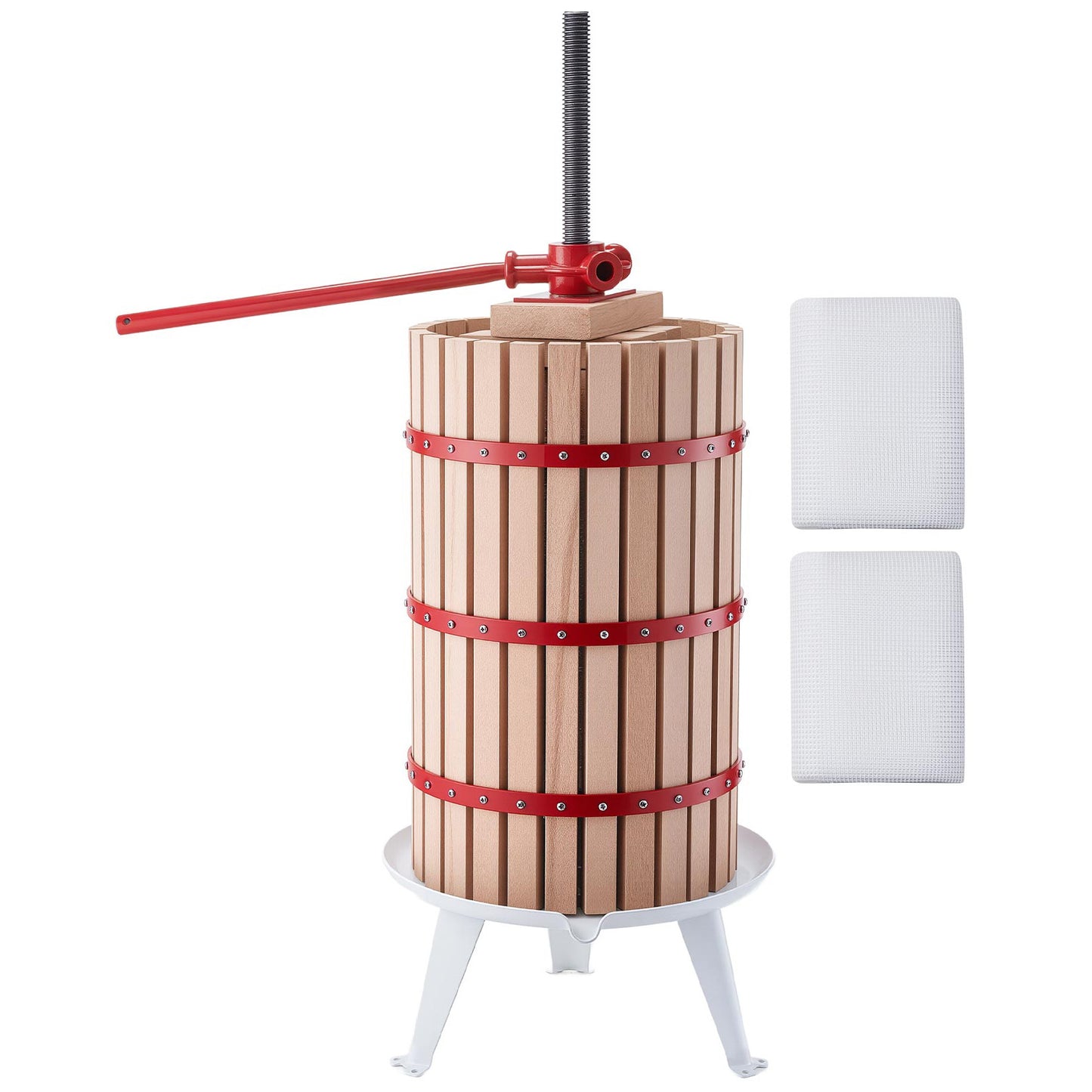 Fruit Wine Press 7.93Gal Manual Juicer with Wooden Basket & Filters
