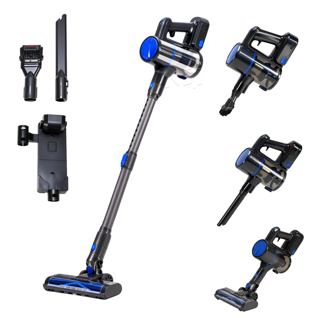 Cordless Stick Vacuum Cleaner with LED Light - Black & Blue