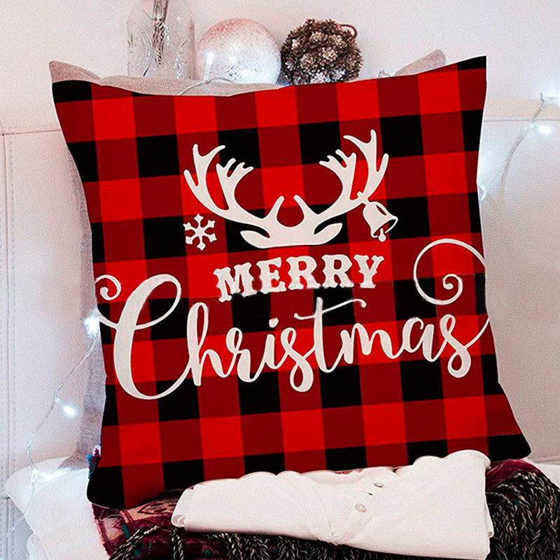 Christmas Pillow Cover Cartoon Letter Print Cushion Cover for Sofa & Office