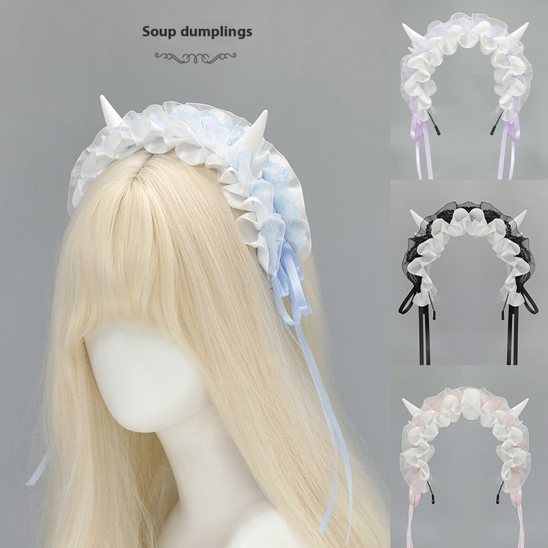 Gothic Devil Horn Lolita Y2K Hair Band - Multiple Colors