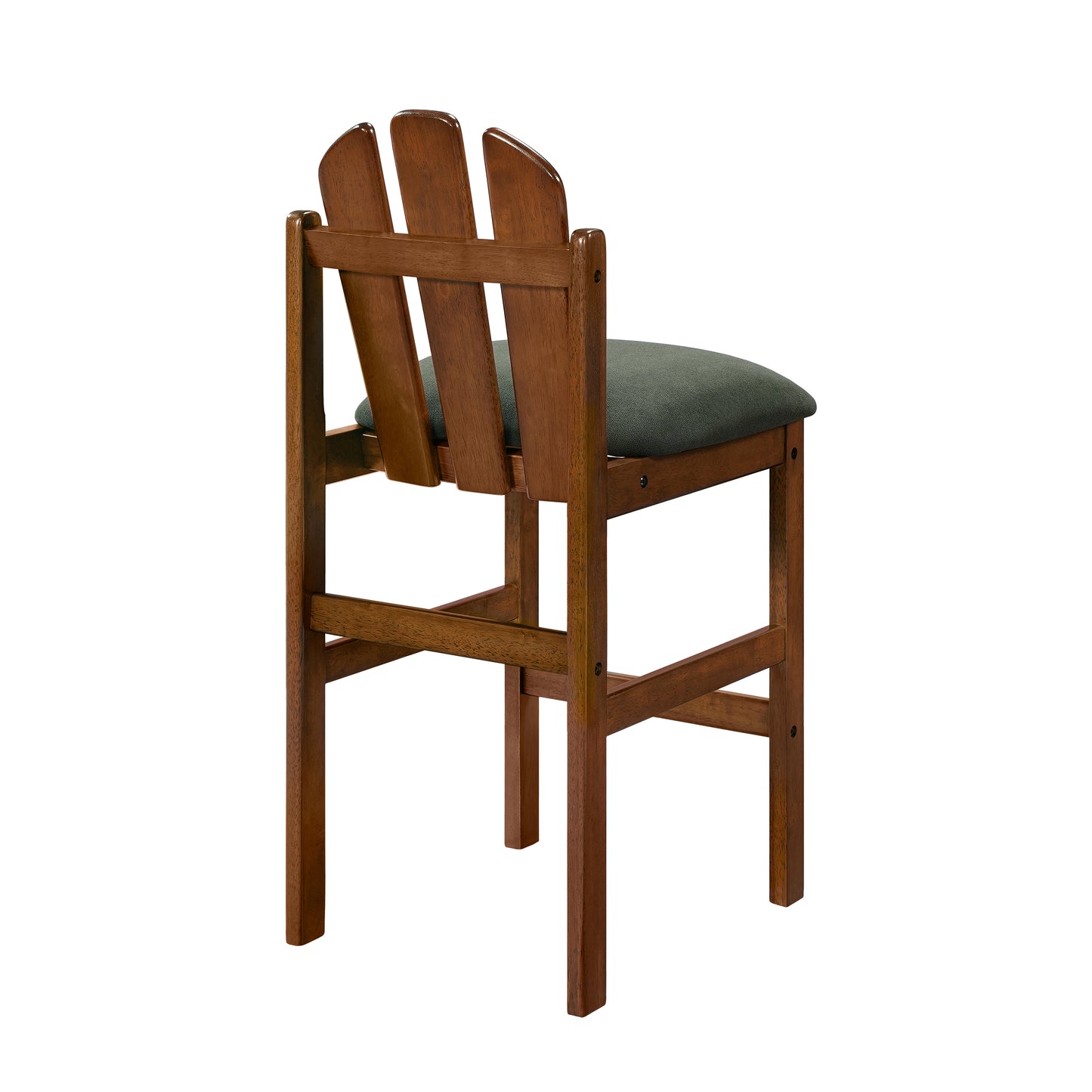 Mid-Century Rubber Wood Upholstered Counter Stools - Set of 2, Green