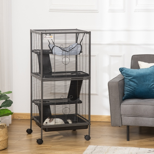 Large Metal Ferret Cage with Rolling Wheels and Spacious Design